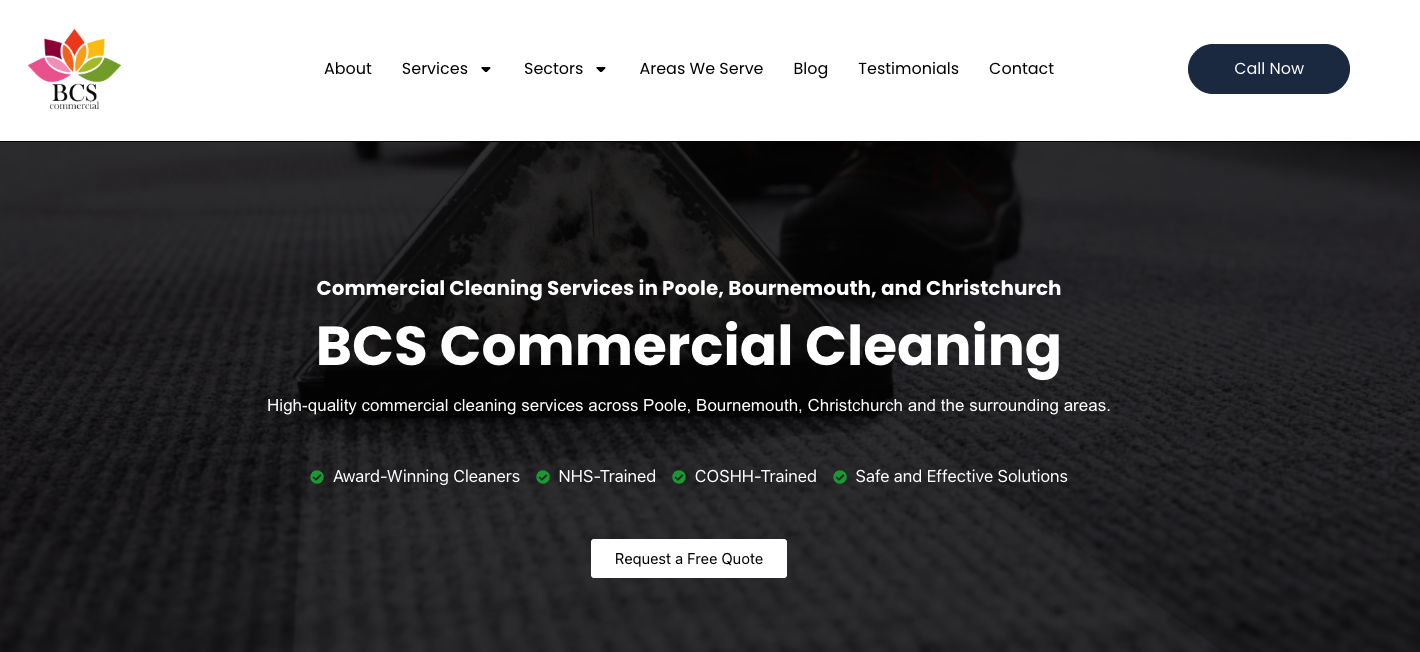 BCS Commercial Cleaning new website with modern design optimised for SEO